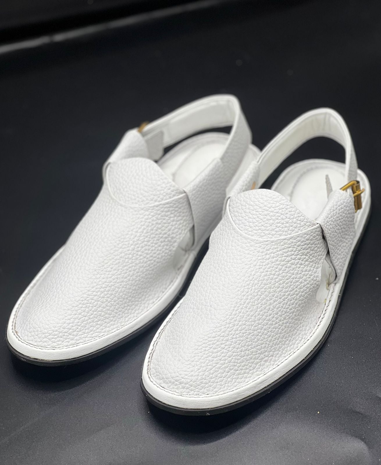 Winter Chappal (White doted leather)