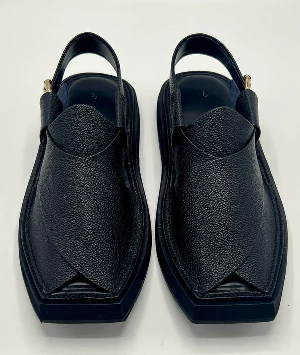 Kaptan Black doted Handmade chappal