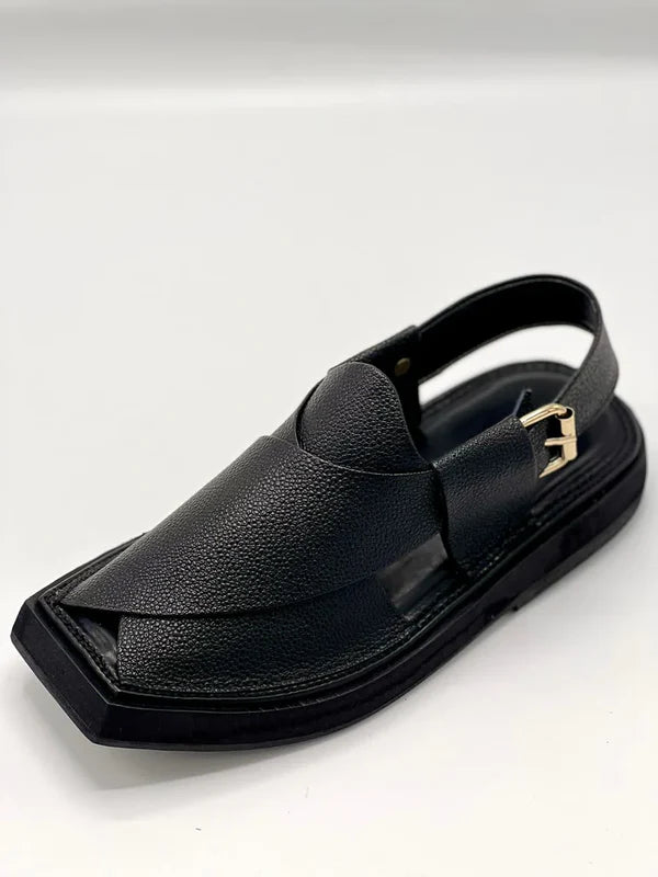 Kaptan Black doted Handmade chappal