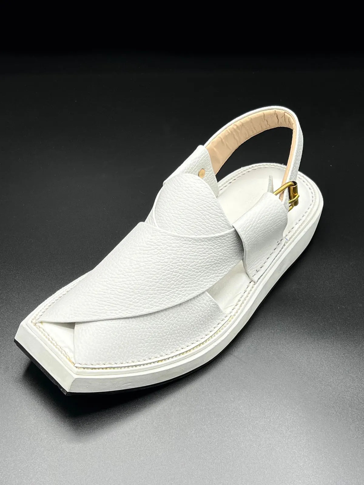 Kaptan white Doted Handmade chappal