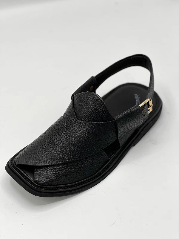 Smart Zalmi Black Dpted Handmade chappal