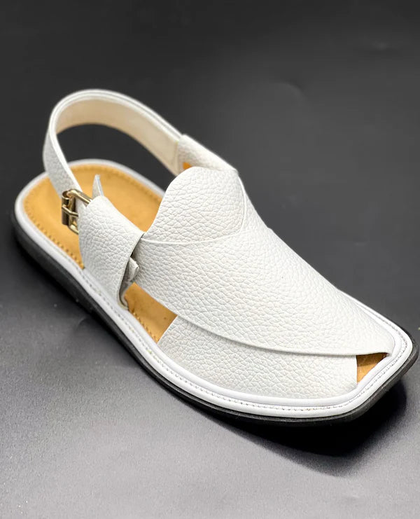 Smart Zalmi white Doted Handmade chappal