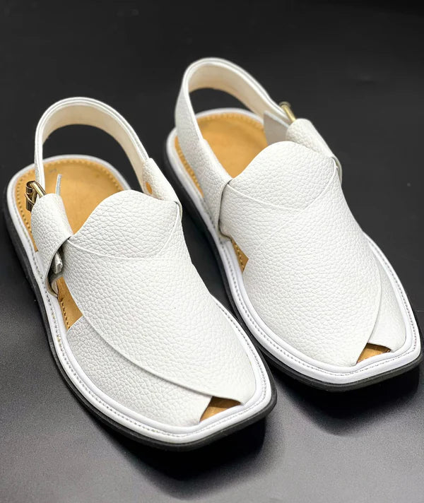 Smart Zalmi white Doted Handmade chappal