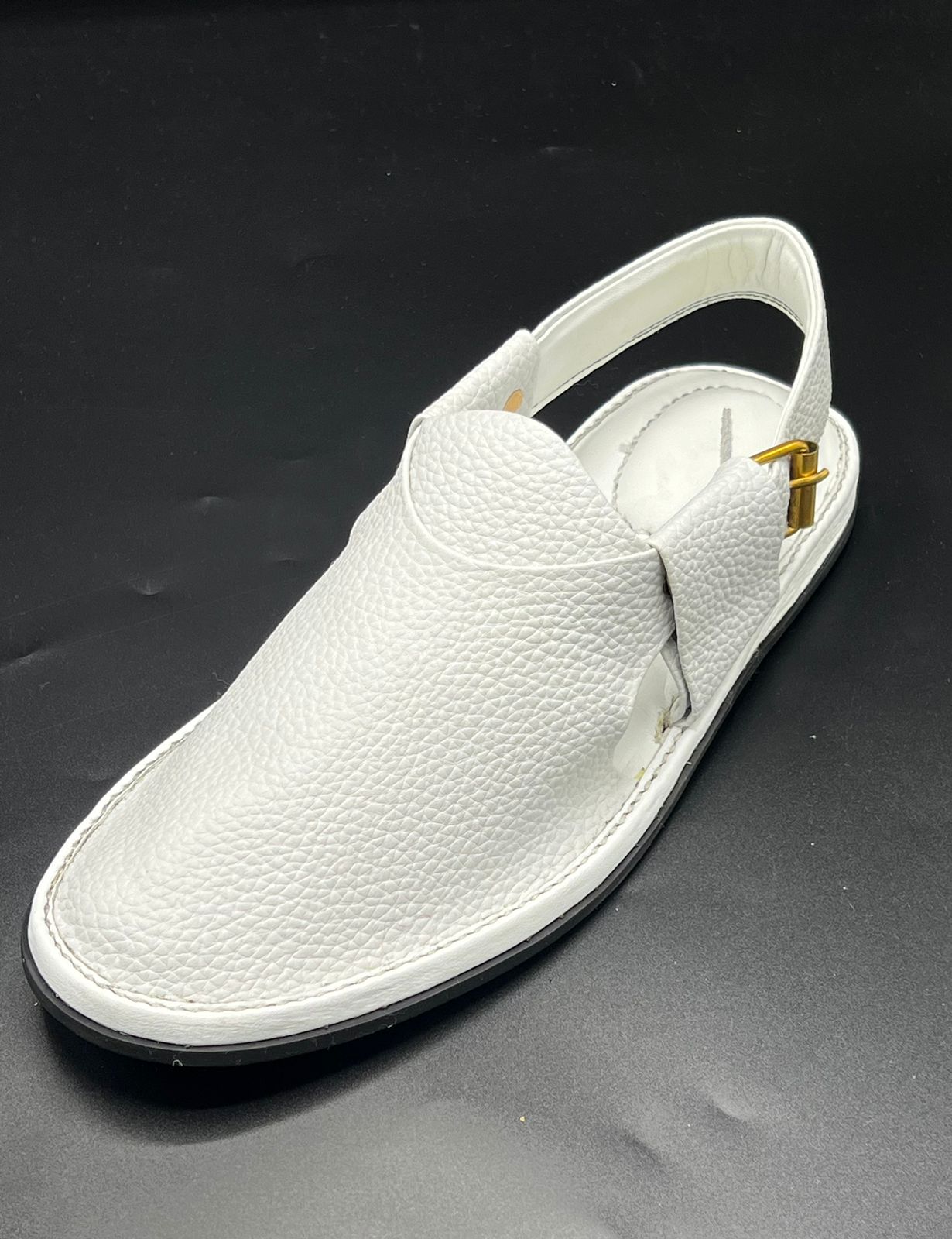 Winter Chappal (White doted leather)